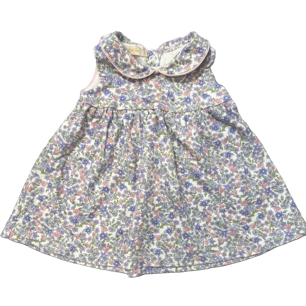 Baby Club Chic Peter Pan Collar Dress 6-9M Boutique Pima Cotton Purple Floral